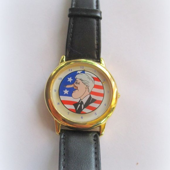 Bill Clinton Pinocchio Wrist Watch Leather Band - Picture 1 of 4
